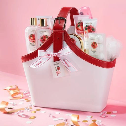 Home Spa Kit Gift Set – Strawberry Milk Bath Set, 25 Pieces